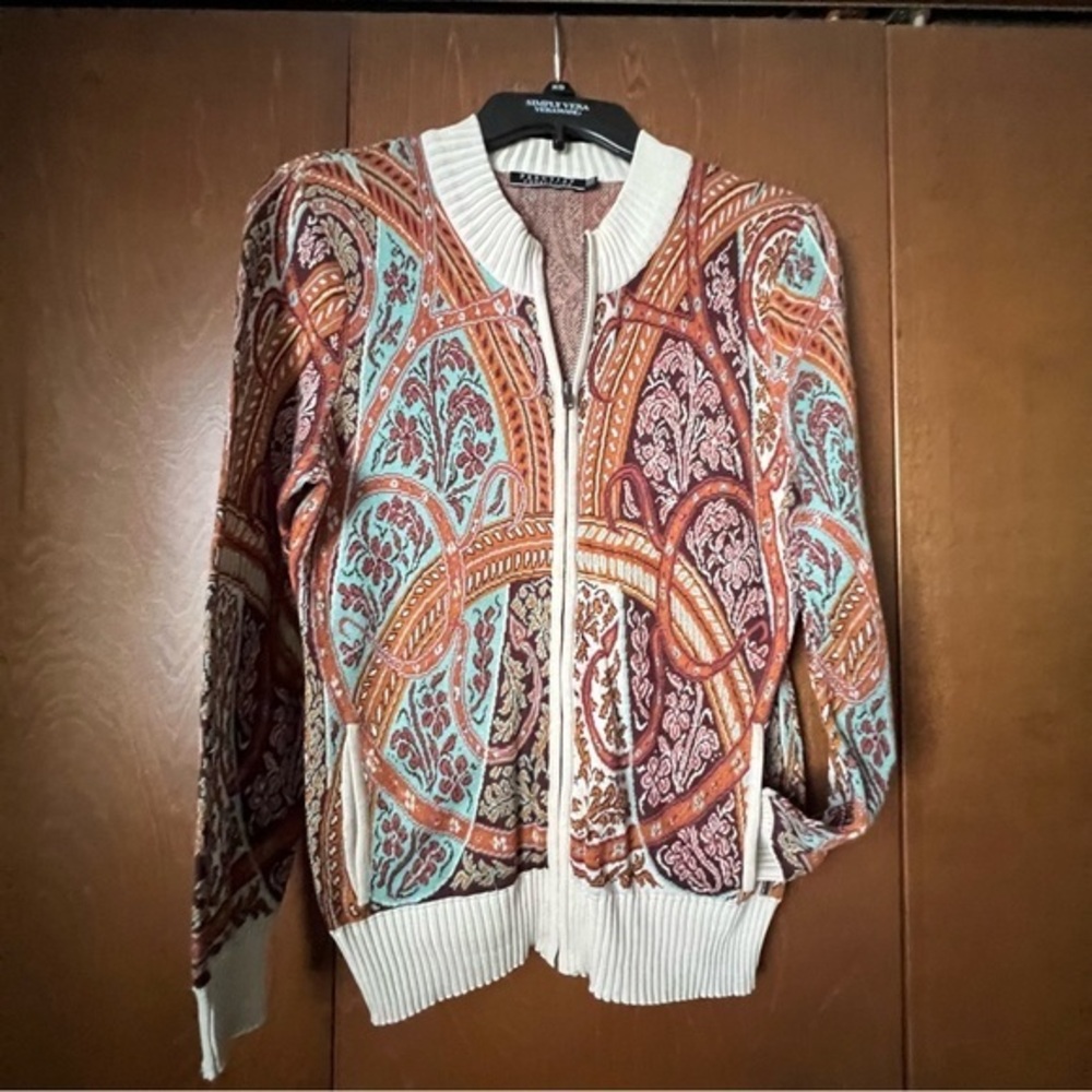 Peruvian Connection Pima Cotton Zip Front Cardigan XS Lightweight
